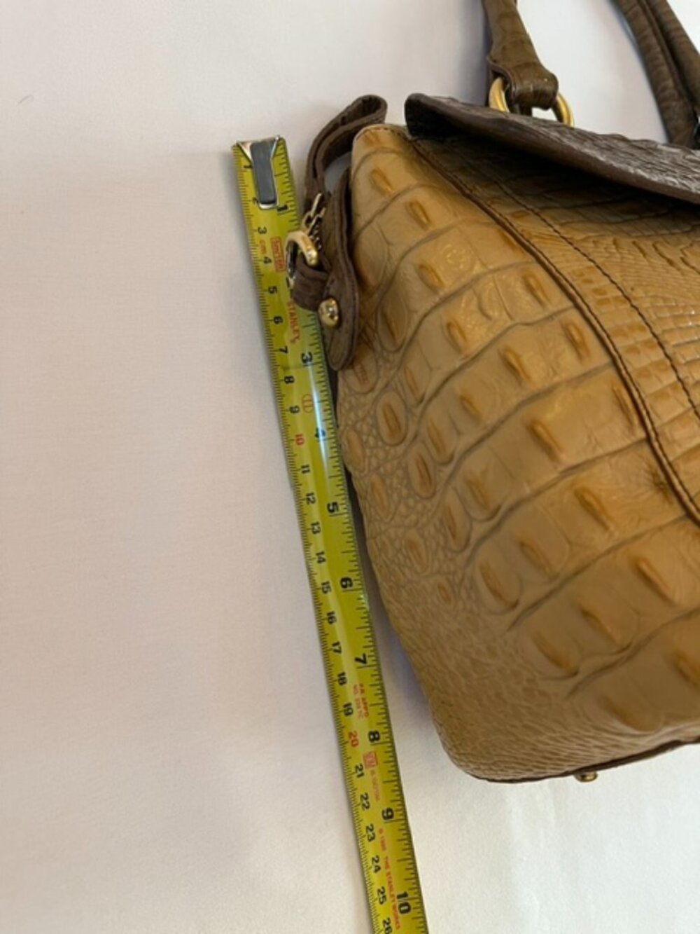 BRAHMIN | Brown and Tan Croc Embossed Leather Handbag Satchel Crossbody-EUC - Picture 11 of 16